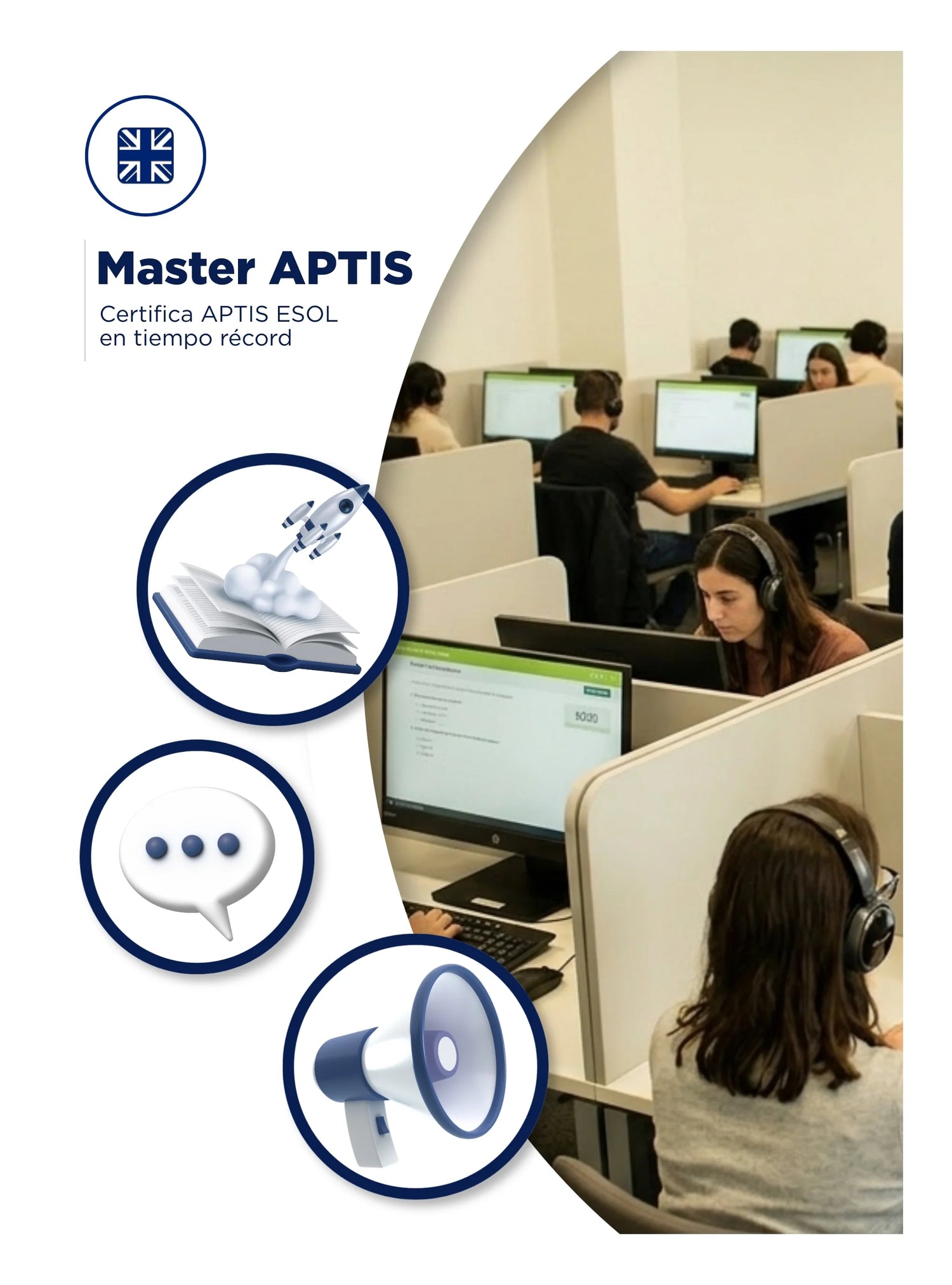 Información sobre la estructura oficial del examen APTIS y sus componentes